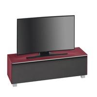 Beton TV Stand In Red Matt Glass And Acoustic Black Fabric