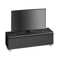 Beton TV Stand In Black Matt Glass And Acoustic Fabric