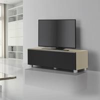 Beton TV Stand In Sand Matt Glass And Acoustic Black Fabric
