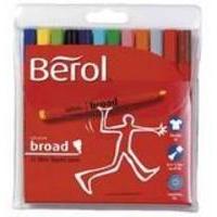 Berol Colourbroad Pen Assorted Water Based Ink Wallet of 12