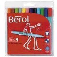 Berol Colourfine Pen Assorted Water Based Ink Wallet of 12