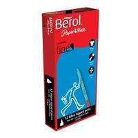 Berol Colour Fine Pens 0.6mm Line Width (Red) Pack of 12 Pens