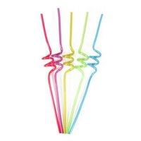 bello curly coloured plastic party drinking straws pack of 5