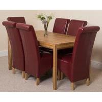 Bevel Solid Oak 150cm Dining Table & 6 Burgundy Montana Leather Chairs