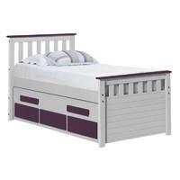 Bergamo Long Captains Guest Bed White with Lilac