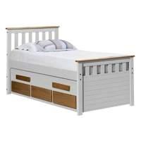 Bergamo Long Captains Guest Bed White with Antique