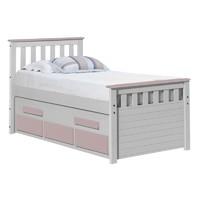 Bergamo Long Captains Guest Bed White with Pink