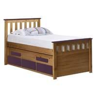 Bergamo Long Captains Guest Bed Antique with Lilac