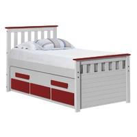 Bergamo Long Captains Guest Bed White with Red