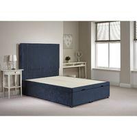 Bernshaw Ottoman Divan Bed Frame Denim Blue Velvet Fabric King Size 5ft