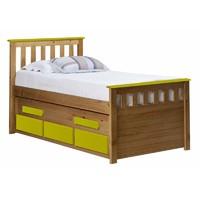 Bergamo Long Captains Guest Bed Antique with Lime