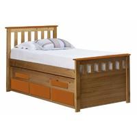 Bergamo Long Captains Guest Bed Antique with Orange