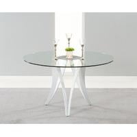 Bellvue 130cm Glass and White High Gloss Round Dining Table