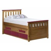 Bergamo Long Captains Guest Bed Antique with Fuschia