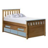 Bergamo Long Captains Guest Bed Antique with Baby Blue