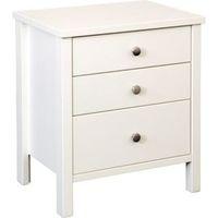 bergen white 3 drawer bedside chest h610mm w530mm