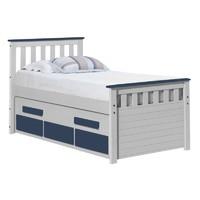 Bergamo Long Captains Guest Bed White with Blue