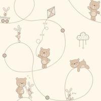 beige little teddy wallpaper