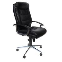 Berlin Home Office Chair In Black Faux Leather With Castors