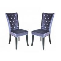 Belfast Dining Chair In Crushed Silver Velvet in A Pair