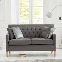 Bellard Fabric 2 Seater Sofa In Grey And Natural Ash Legs