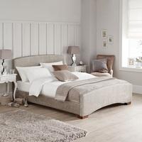 Berthold Contemporary Fabric Bed In Mink With Wooden Legs