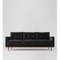 Berlin Three-seater Sofa in Slate Deep Velvet, Dark Beech Feet