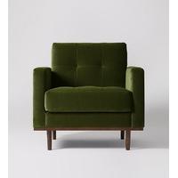 Berlin Armchair in Fern Deep Velvet, Dark Beech Feet