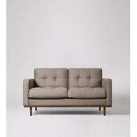 Berlin Two-seater Sofa in Harbour Grey House Linen Blend, Dark Beech Feet