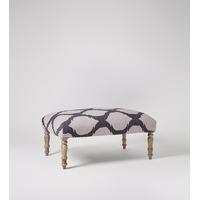 Benny Ottoman in ink blue ikat