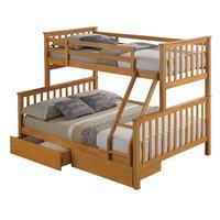 Beech Triple Sleeper With Underbed Drawers