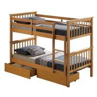 beech bunk bed with underbed drawers