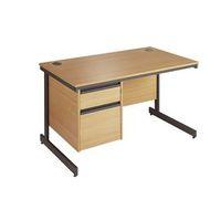 BEECH CANTILEVER LEG DESK WITH 2 DRW FIXED PEDESTAL - H725 X W1228 X D746