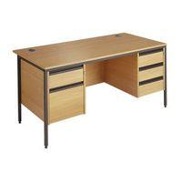 beech h frame desk with 2 and 3 drw fixed pedestal h725 x w1532 x d746