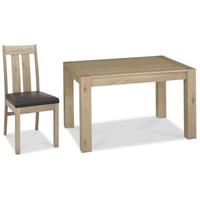 Bentley Designs Turin Aged Oak Dining Set - Small End Extending Table with Slatted Chairs
