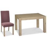 Bentley Designs Turin Aged Oak Dining Set - Small End Extending Table with Mulberry Square Back Chairs