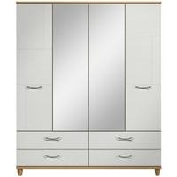 Berkeley White Centre Mirrored Gents Wardrobe - 4 Door 4 Drawer