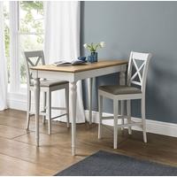 Bentley Designs Hampstead Soft Grey and Oak Bar Table with 2 X Back Stools