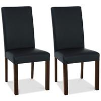 Bentley Designs Lyon Walnut Dining Chair - Brown Faux Leather Upholstered (Pair)