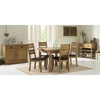 Bentley Designs Provence Oak Dining Set - 2-4 Draw Leaf Extending Table with Slatted Chairs