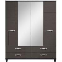 Berkeley Graphite Centre Mirrored Gents Wardrobe - 4 Door 4 Drawer