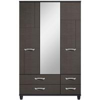 Berkeley Graphite Centre Mirrored Gents Wardrobe - 3 Door 4 Drawer