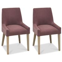 Bentley Designs Turin Aged Oak Dining Chair - Mulberry Scoop Back (Pair)