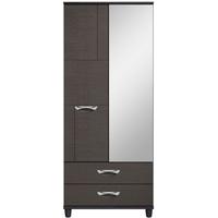 Berkeley Graphite Mirrored Gents Wardrobe - 2 Door 2 Drawer