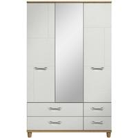 Berkeley White Centre Mirrored Gents Wardrobe - 3 Door 4 Drawer