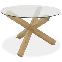 Bentley Designs Turin Light Oak Dining Table - Round Glass Top