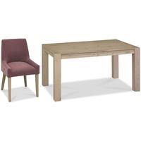 Bentley Designs Turin Aged Oak Dining Set - 6 Seater Table with Mulberry Scoop Back Chairs