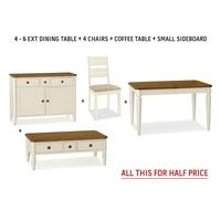 bentley designs sophia two tone dining room package with small table