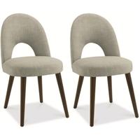 Bentley Designs Oslo Walnut Dining Chair - Linen Fabric Upholstered (Pair)