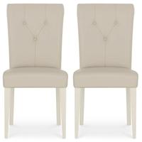 Bentley Designs Montreux Antique White Dining Chair - Upholstered Bonded Leather (Pair)